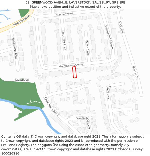 68, GREENWOOD AVENUE, LAVERSTOCK, SALISBURY, SP1 1PE: Location map and indicative extent of plot