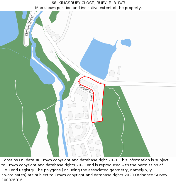 68, KINGSBURY CLOSE, BURY, BL8 1WB: Location map and indicative extent of plot