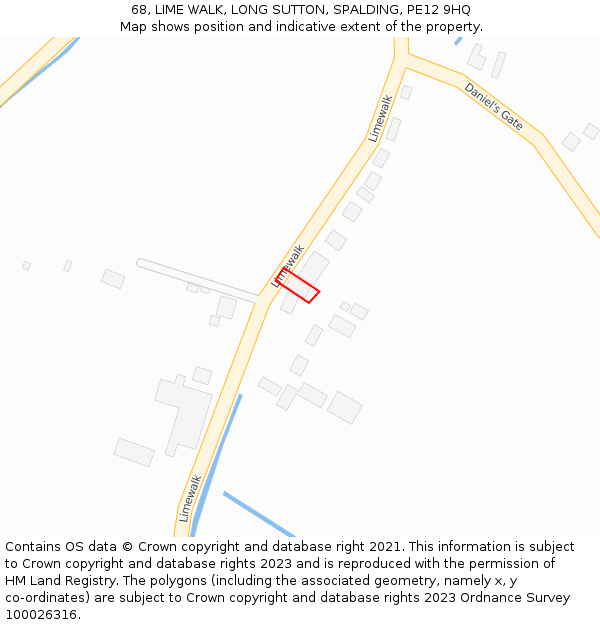 68, LIME WALK, LONG SUTTON, SPALDING, PE12 9HQ: Location map and indicative extent of plot
