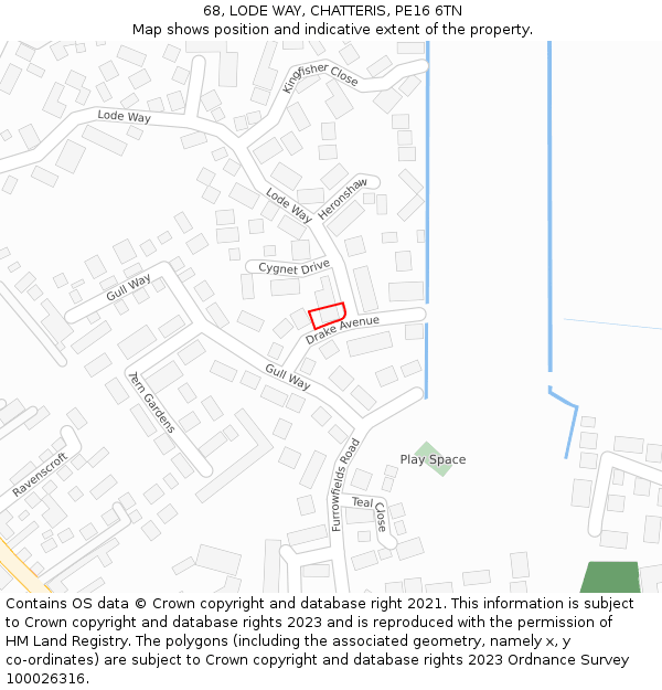 68, LODE WAY, CHATTERIS, PE16 6TN: Location map and indicative extent of plot