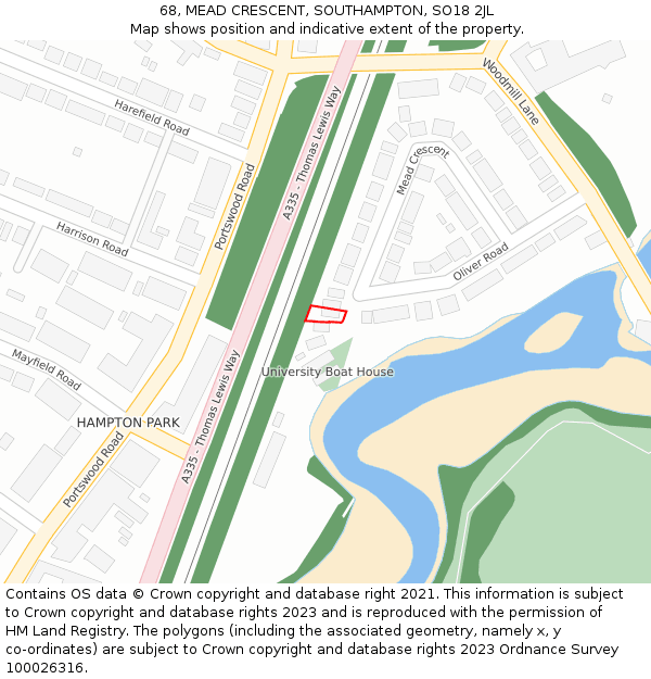 68, MEAD CRESCENT, SOUTHAMPTON, SO18 2JL: Location map and indicative extent of plot