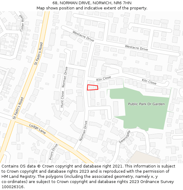 68, NORMAN DRIVE, NORWICH, NR6 7HN: Location map and indicative extent of plot