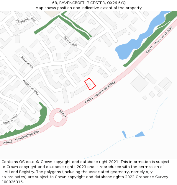 68, RAVENCROFT, BICESTER, OX26 6YQ: Location map and indicative extent of plot