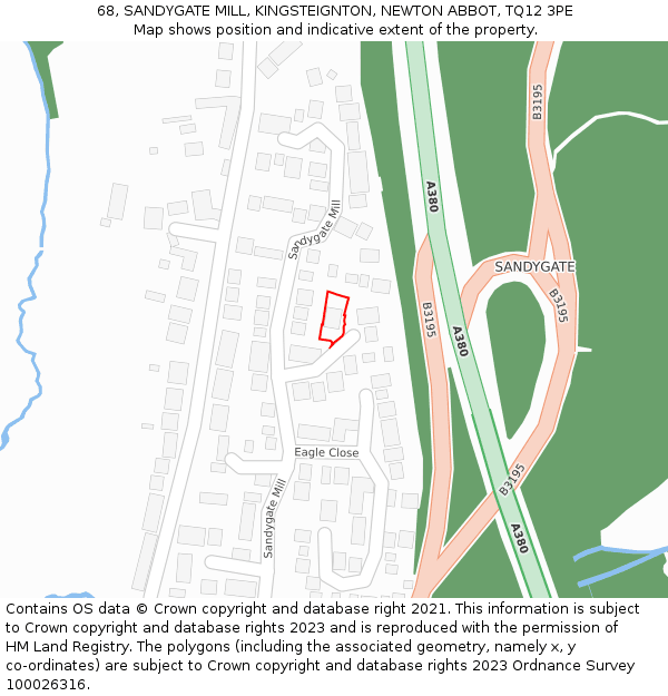 68, SANDYGATE MILL, KINGSTEIGNTON, NEWTON ABBOT, TQ12 3PE: Location map and indicative extent of plot