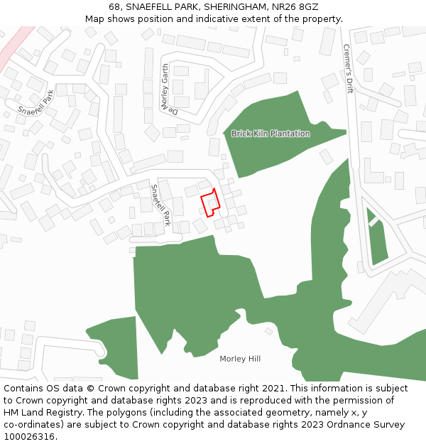 68, SNAEFELL PARK, SHERINGHAM, NR26 8GZ: Location map and indicative extent of plot