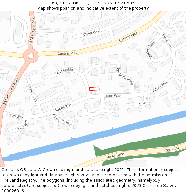 68, STONEBRIDGE, CLEVEDON, BS21 5BY: Location map and indicative extent of plot