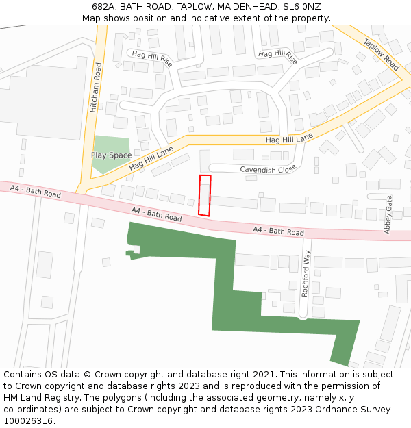 682A, BATH ROAD, TAPLOW, MAIDENHEAD, SL6 0NZ: Location map and indicative extent of plot