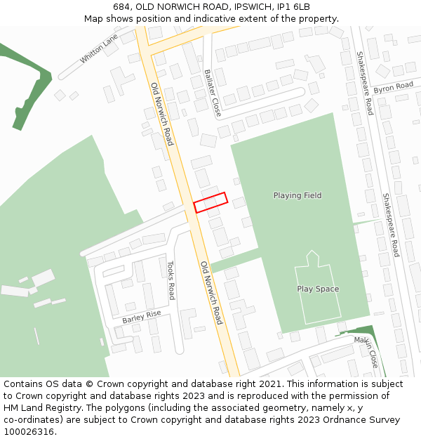 684, OLD NORWICH ROAD, IPSWICH, IP1 6LB: Location map and indicative extent of plot