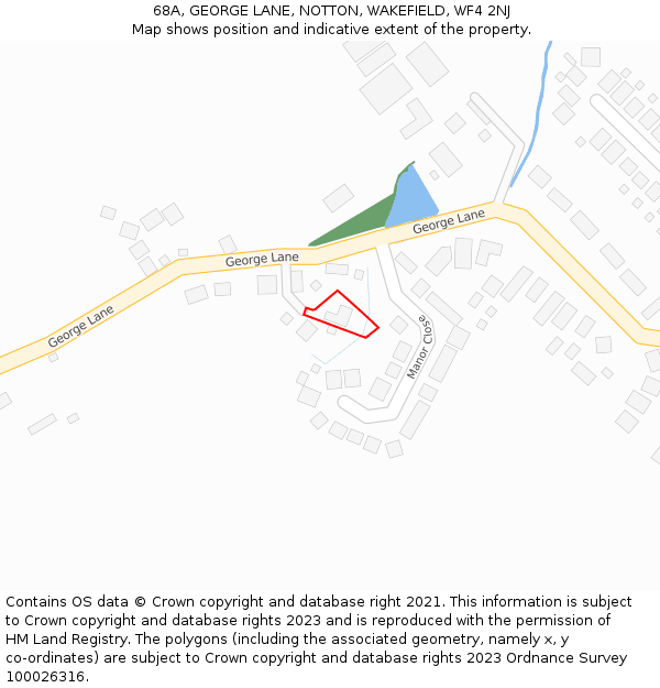 68A, GEORGE LANE, NOTTON, WAKEFIELD, WF4 2NJ: Location map and indicative extent of plot