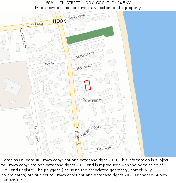 68A, HIGH STREET, HOOK, GOOLE, DN14 5NY: Location map and indicative extent of plot