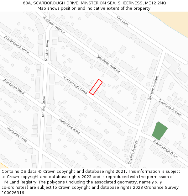 68A, SCARBOROUGH DRIVE, MINSTER ON SEA, SHEERNESS, ME12 2NQ: Location map and indicative extent of plot