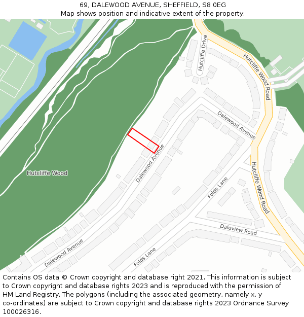 69, DALEWOOD AVENUE, SHEFFIELD, S8 0EG: Location map and indicative extent of plot