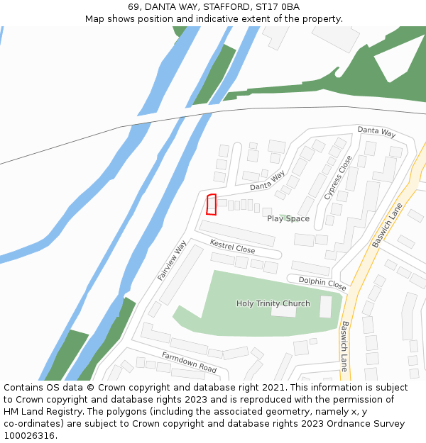69, DANTA WAY, STAFFORD, ST17 0BA: Location map and indicative extent of plot