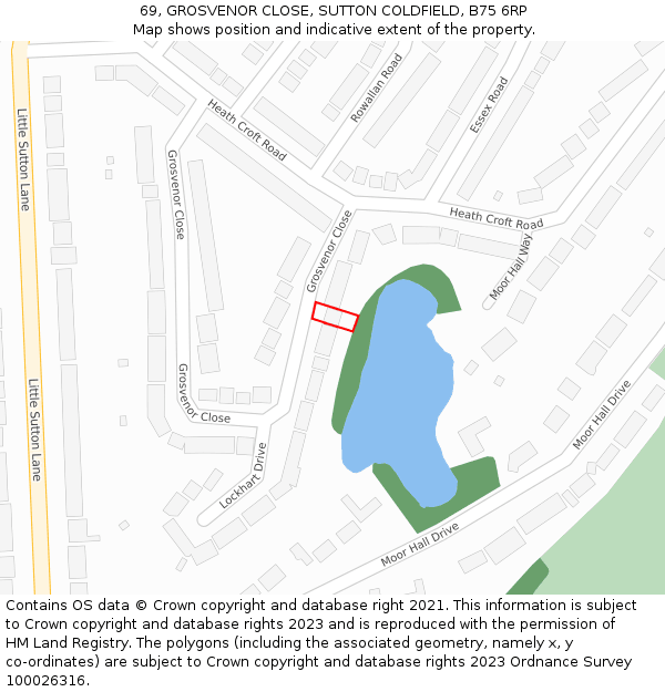 69, GROSVENOR CLOSE, SUTTON COLDFIELD, B75 6RP: Location map and indicative extent of plot