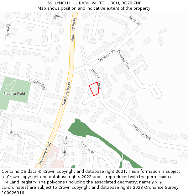 69, LYNCH HILL PARK, WHITCHURCH, RG28 7NF: Location map and indicative extent of plot