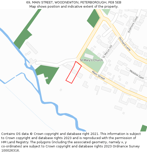69, MAIN STREET, WOODNEWTON, PETERBOROUGH, PE8 5EB: Location map and indicative extent of plot