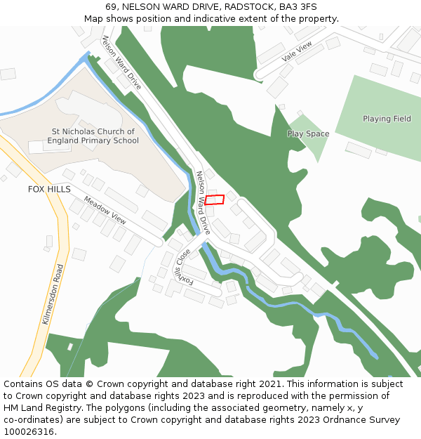 69, NELSON WARD DRIVE, RADSTOCK, BA3 3FS: Location map and indicative extent of plot