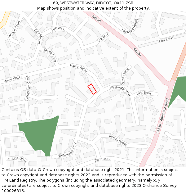 69, WESTWATER WAY, DIDCOT, OX11 7SR: Location map and indicative extent of plot