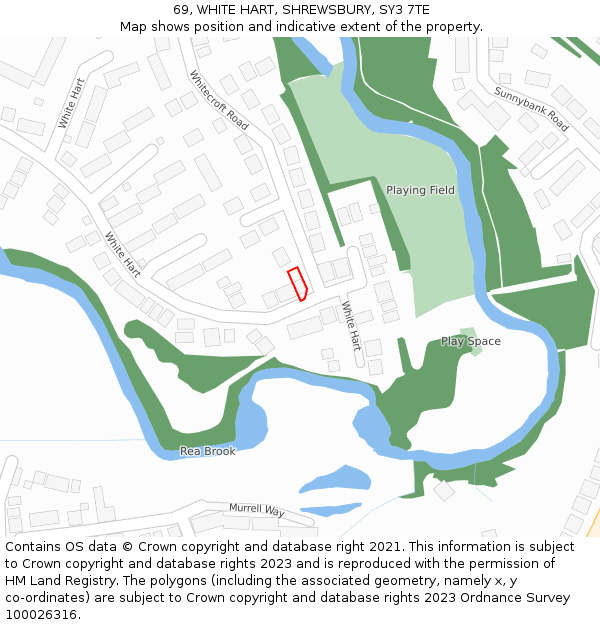 69, WHITE HART, SHREWSBURY, SY3 7TE: Location map and indicative extent of plot