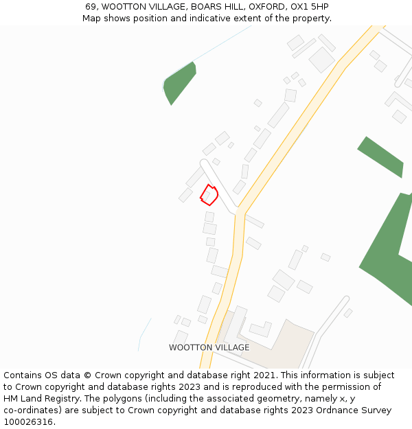 69, WOOTTON VILLAGE, BOARS HILL, OXFORD, OX1 5HP: Location map and indicative extent of plot