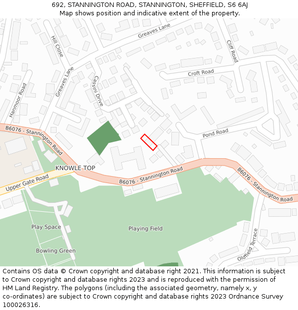 692, STANNINGTON ROAD, STANNINGTON, SHEFFIELD, S6 6AJ: Location map and indicative extent of plot