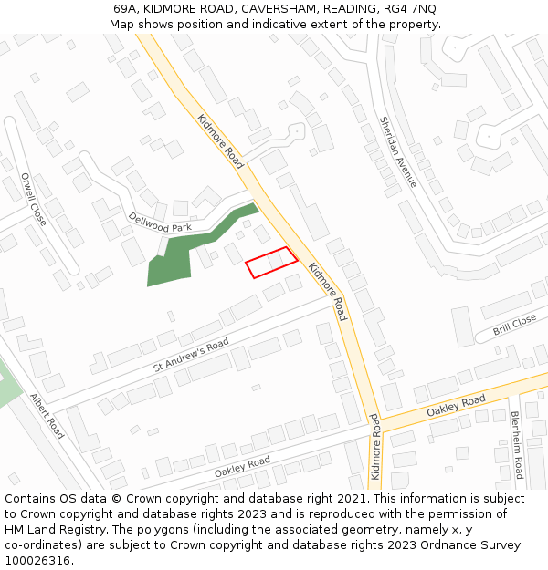 69A, KIDMORE ROAD, CAVERSHAM, READING, RG4 7NQ: Location map and indicative extent of plot