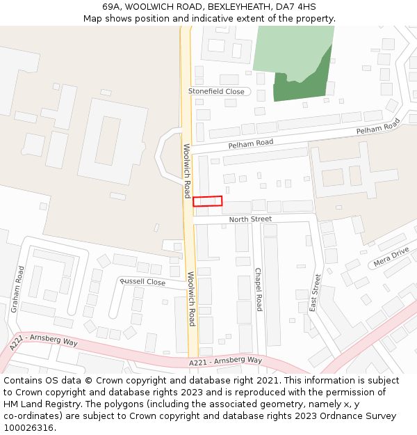69A, WOOLWICH ROAD, BEXLEYHEATH, DA7 4HS: Location map and indicative extent of plot