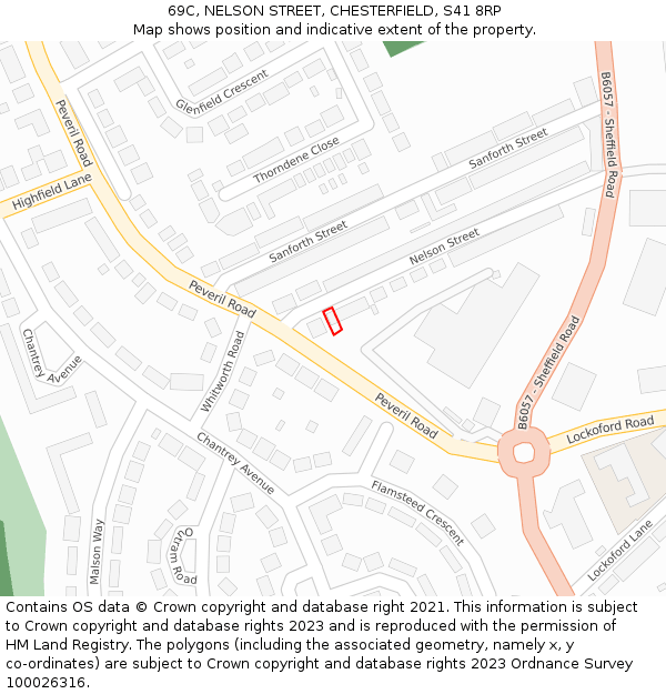 69C, NELSON STREET, CHESTERFIELD, S41 8RP: Location map and indicative extent of plot