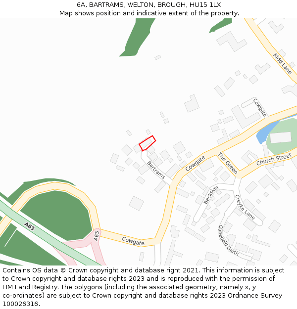 6A, BARTRAMS, WELTON, BROUGH, HU15 1LX: Location map and indicative extent of plot