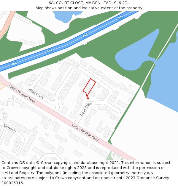 6A, COURT CLOSE, MAIDENHEAD, SL6 2DL: Location map and indicative extent of plot