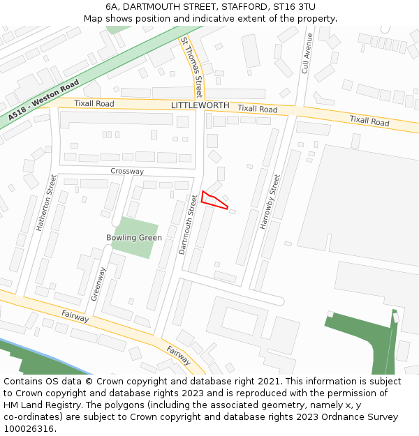 6A, DARTMOUTH STREET, STAFFORD, ST16 3TU: Location map and indicative extent of plot