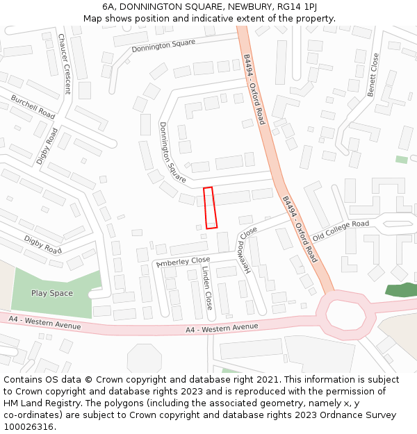 6A, DONNINGTON SQUARE, NEWBURY, RG14 1PJ: Location map and indicative extent of plot