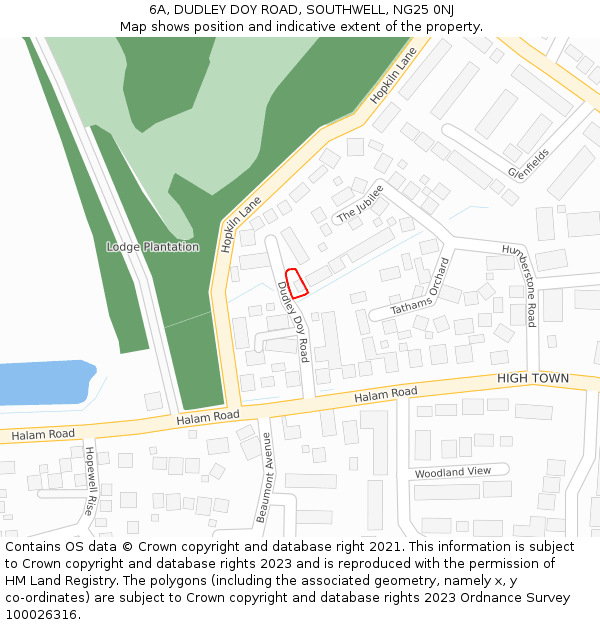 6A, DUDLEY DOY ROAD, SOUTHWELL, NG25 0NJ: Location map and indicative extent of plot