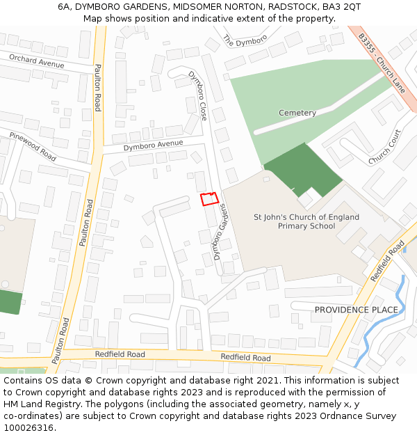 6A, DYMBORO GARDENS, MIDSOMER NORTON, RADSTOCK, BA3 2QT: Location map and indicative extent of plot