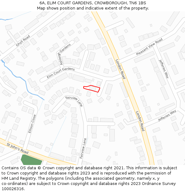 6A, ELIM COURT GARDENS, CROWBOROUGH, TN6 1BS: Location map and indicative extent of plot