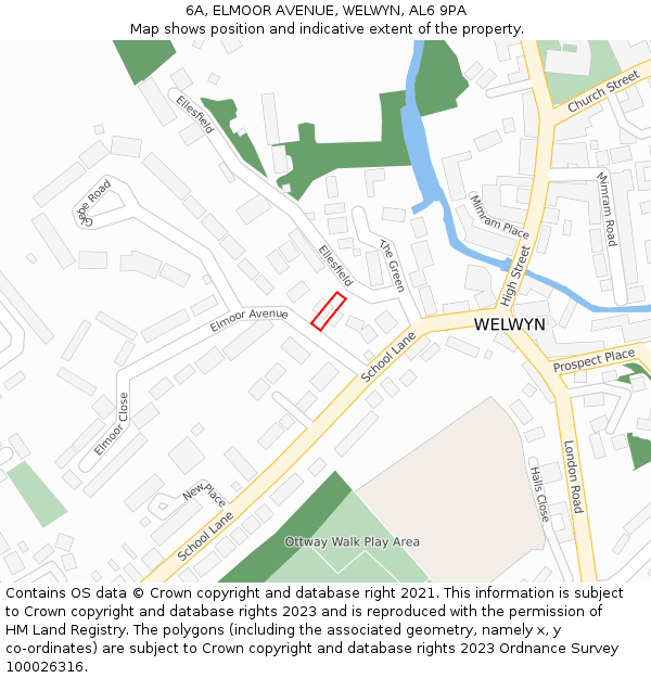 6A, ELMOOR AVENUE, WELWYN, AL6 9PA: Location map and indicative extent of plot