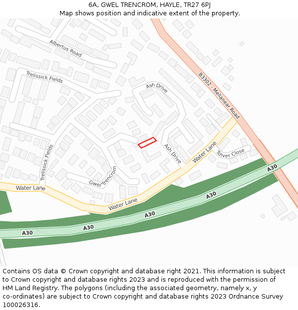 6A, GWEL TRENCROM, HAYLE, TR27 6PJ: Location map and indicative extent of plot