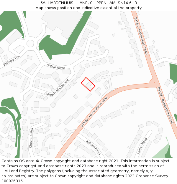 6A, HARDENHUISH LANE, CHIPPENHAM, SN14 6HR: Location map and indicative extent of plot