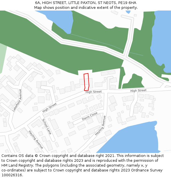 6A, HIGH STREET, LITTLE PAXTON, ST NEOTS, PE19 6HA: Location map and indicative extent of plot