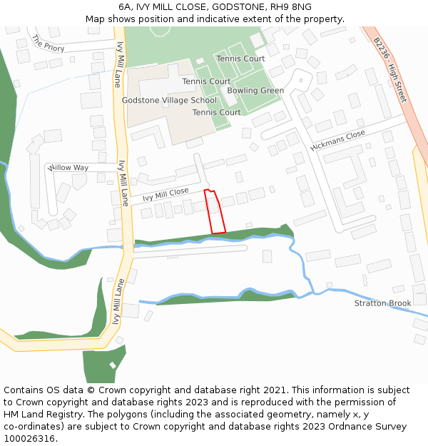 6A, IVY MILL CLOSE, GODSTONE, RH9 8NG: Location map and indicative extent of plot