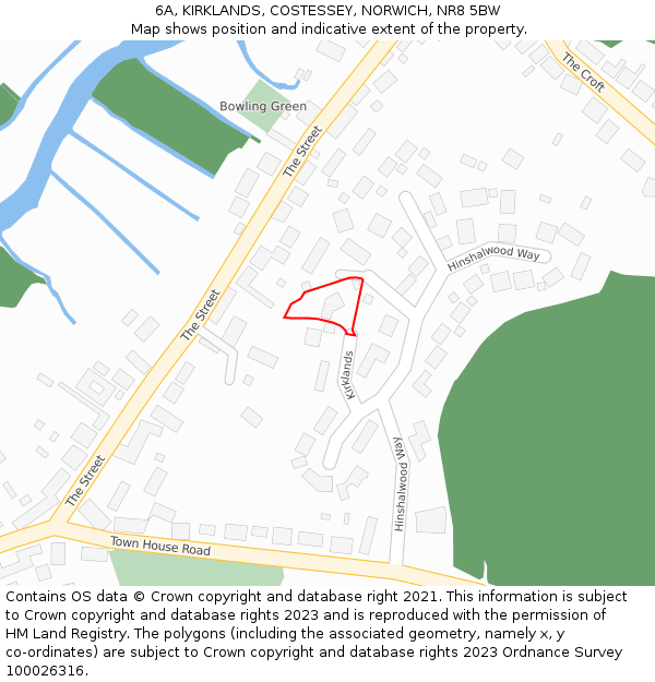 6A, KIRKLANDS, COSTESSEY, NORWICH, NR8 5BW: Location map and indicative extent of plot