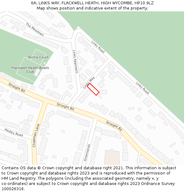 6A, LINKS WAY, FLACKWELL HEATH, HIGH WYCOMBE, HP10 9LZ: Location map and indicative extent of plot