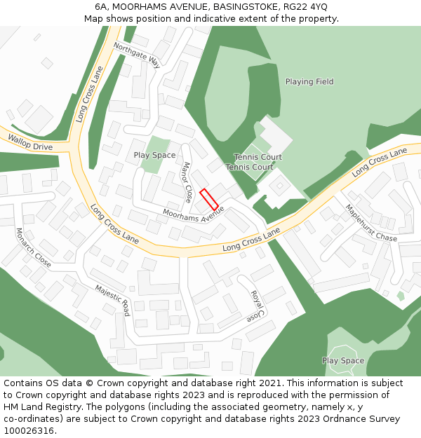 6A, MOORHAMS AVENUE, BASINGSTOKE, RG22 4YQ: Location map and indicative extent of plot