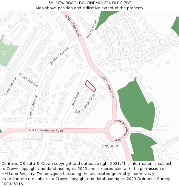 6A, NEW ROAD, BOURNEMOUTH, BH10 7DT: Location map and indicative extent of plot