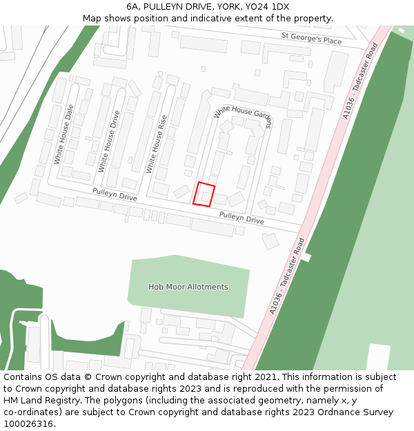 6A, PULLEYN DRIVE, YORK, YO24 1DX: Location map and indicative extent of plot