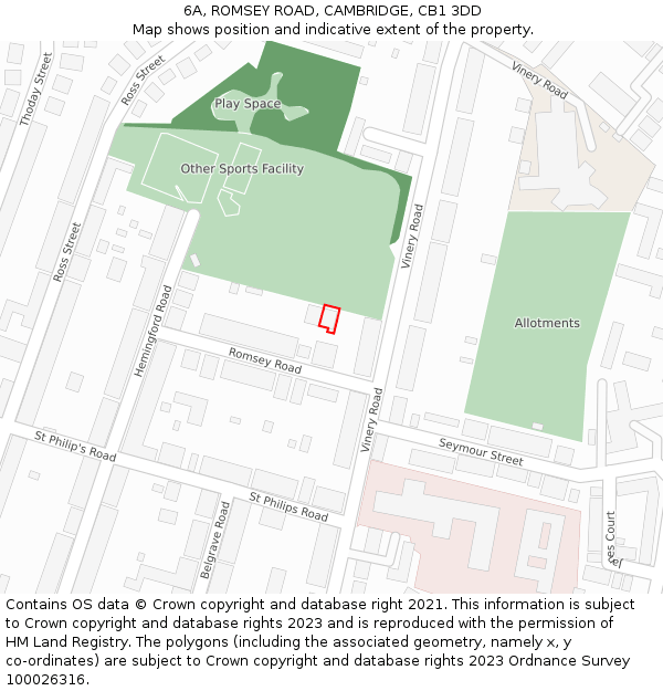 6A, ROMSEY ROAD, CAMBRIDGE, CB1 3DD: Location map and indicative extent of plot