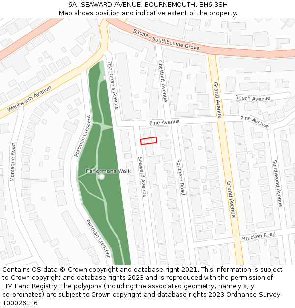 6A, SEAWARD AVENUE, BOURNEMOUTH, BH6 3SH: Location map and indicative extent of plot