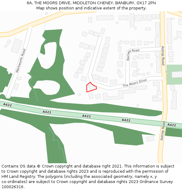 6A, THE MOORS DRIVE, MIDDLETON CHENEY, BANBURY, OX17 2PN: Location map and indicative extent of plot