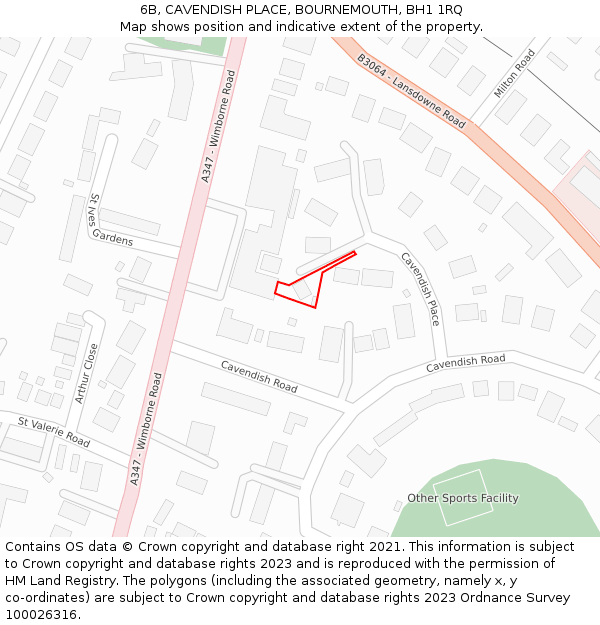 6B, CAVENDISH PLACE, BOURNEMOUTH, BH1 1RQ: Location map and indicative extent of plot