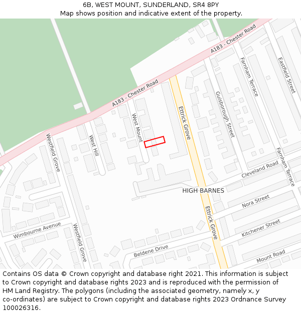 6B, WEST MOUNT, SUNDERLAND, SR4 8PY: Location map and indicative extent of plot